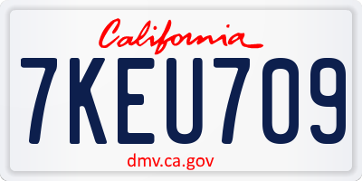 CA license plate 7KEU709