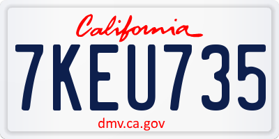 CA license plate 7KEU735
