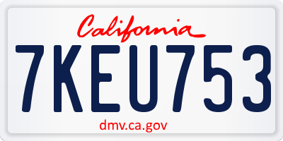 CA license plate 7KEU753
