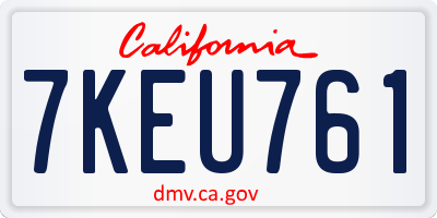 CA license plate 7KEU761