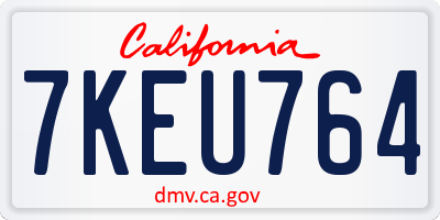CA license plate 7KEU764