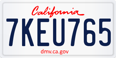 CA license plate 7KEU765