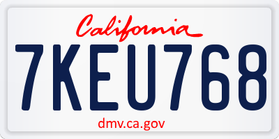 CA license plate 7KEU768