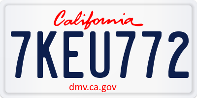 CA license plate 7KEU772