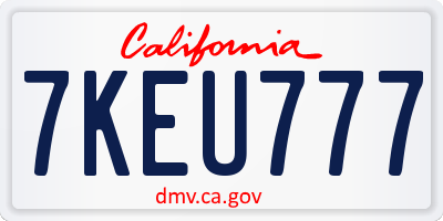 CA license plate 7KEU777