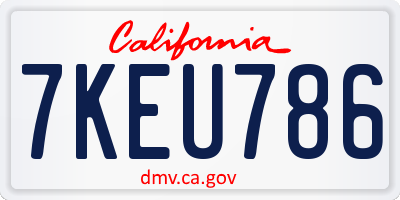 CA license plate 7KEU786