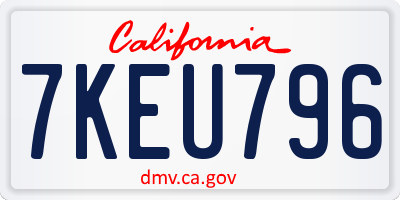 CA license plate 7KEU796