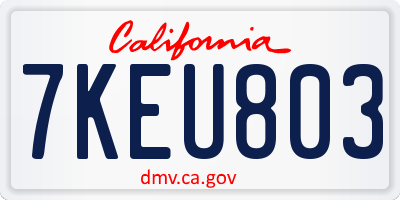 CA license plate 7KEU803