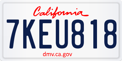 CA license plate 7KEU818