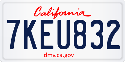 CA license plate 7KEU832