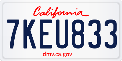 CA license plate 7KEU833