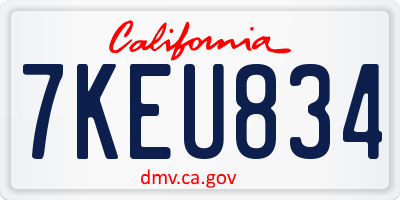 CA license plate 7KEU834