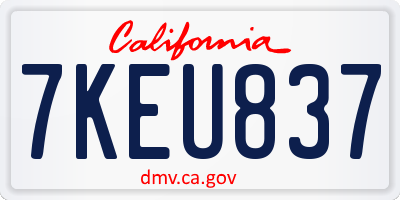 CA license plate 7KEU837