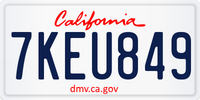 CA license plate 7KEU849