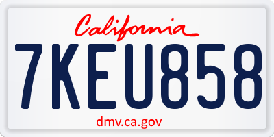 CA license plate 7KEU858