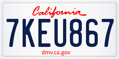 CA license plate 7KEU867