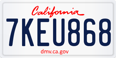 CA license plate 7KEU868