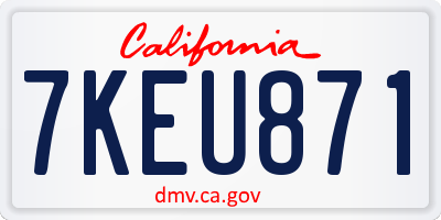CA license plate 7KEU871