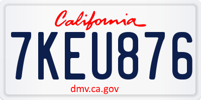 CA license plate 7KEU876