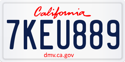 CA license plate 7KEU889
