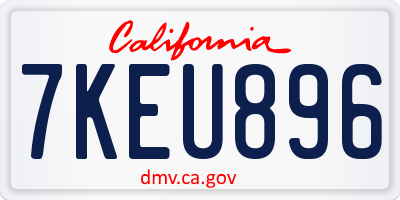 CA license plate 7KEU896