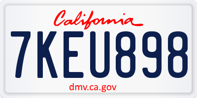 CA license plate 7KEU898