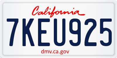 CA license plate 7KEU925