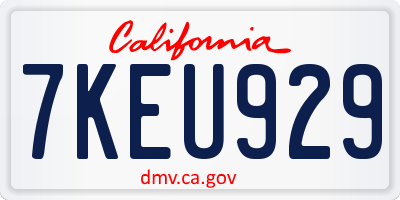 CA license plate 7KEU929