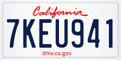 CA license plate 7KEU941