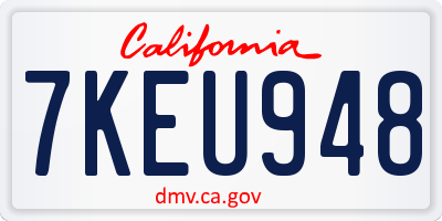 CA license plate 7KEU948