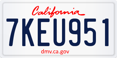 CA license plate 7KEU951