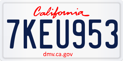 CA license plate 7KEU953