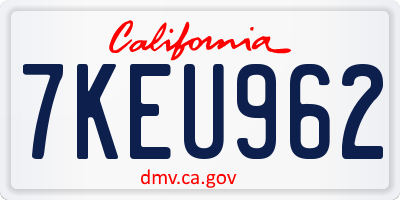 CA license plate 7KEU962