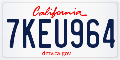 CA license plate 7KEU964