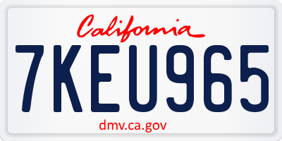 CA license plate 7KEU965