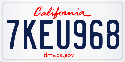 CA license plate 7KEU968