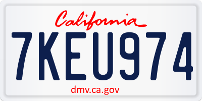 CA license plate 7KEU974