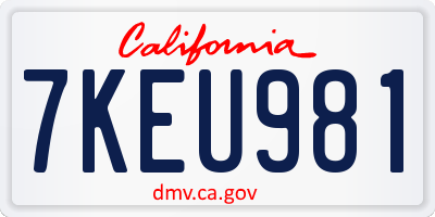 CA license plate 7KEU981