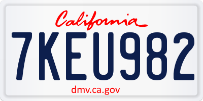 CA license plate 7KEU982