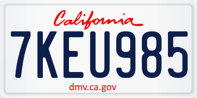 CA license plate 7KEU985
