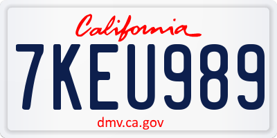 CA license plate 7KEU989