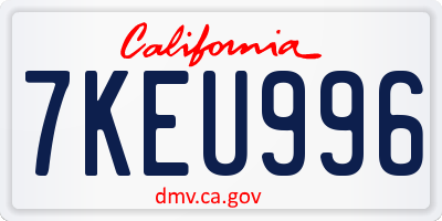 CA license plate 7KEU996