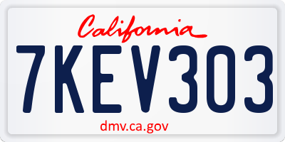 CA license plate 7KEV303