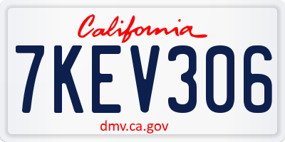 CA license plate 7KEV306