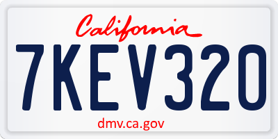 CA license plate 7KEV320