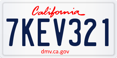 CA license plate 7KEV321