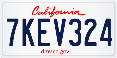 CA license plate 7KEV324