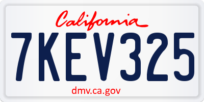 CA license plate 7KEV325
