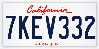 CA license plate 7KEV332