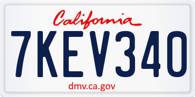 CA license plate 7KEV340